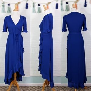Lulu's Wrap Ruffle Maxi Dress